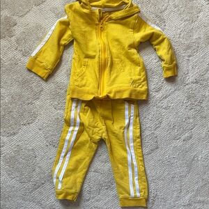 Yellow Kids Tracksuit with White Stripes